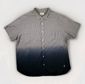Psycho Bunny Men's 3XL Button Down Shirt Dip Dye Ombre Pinstripe Pima Cotton